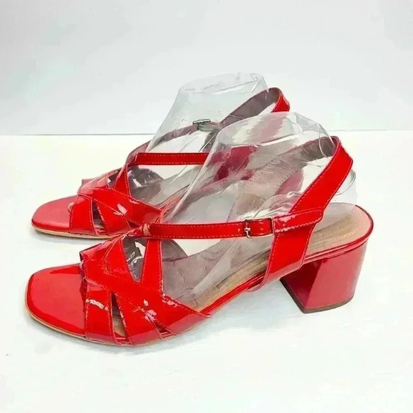 Woman’s Sandals Red Leather US Size 10.5 Euro Size 41 Made in Spain - Picture 3 of 9